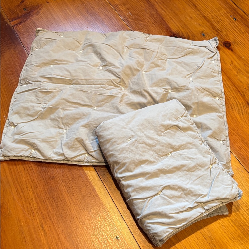 Set/2 WEST ELM *Standard* Quilted Pick-Stitch Pillow Shams Organic Cotton Gray